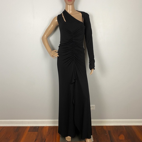 NEW TOPSHOP BLACK ONE-SHOULDER MAXI DRESS - Picture 2 of 8